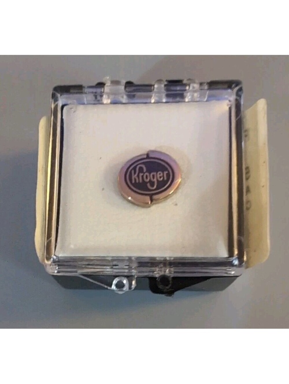 Vintage Kroger Employee Service Award Lapel Pin in Original Display Case - Navy/